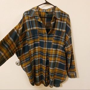 Wild Fable Teal/Orange Plaid Flannel